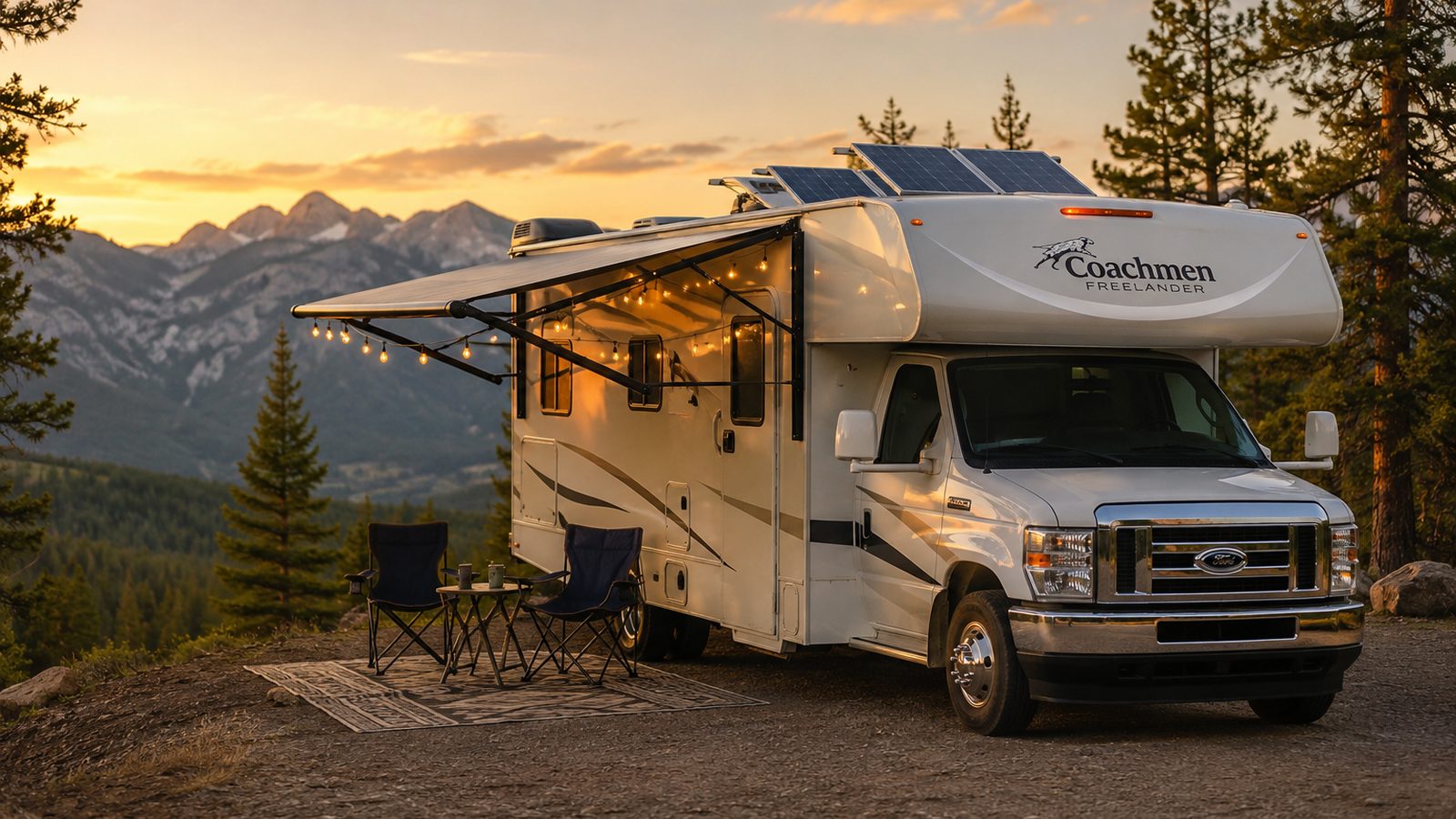 RV at scenic mountain overlook