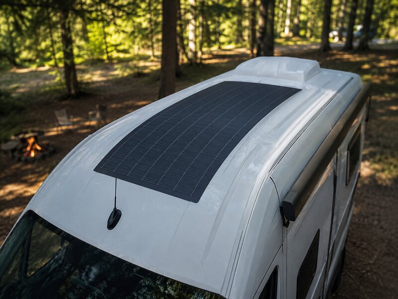 Renogy 3000W pure sine wave inverter with dual AC outlets in an RV bay